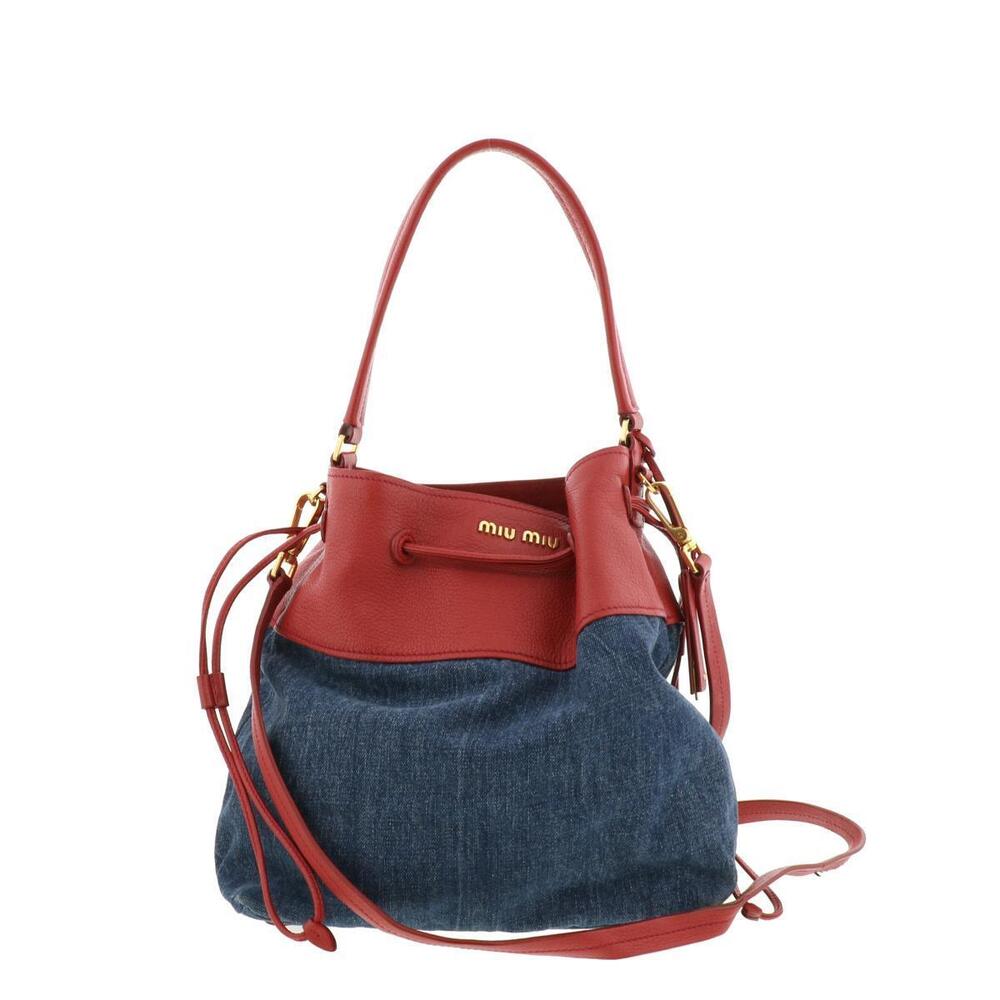 Miu Miu Denim Tote Bag Blue Red MIU